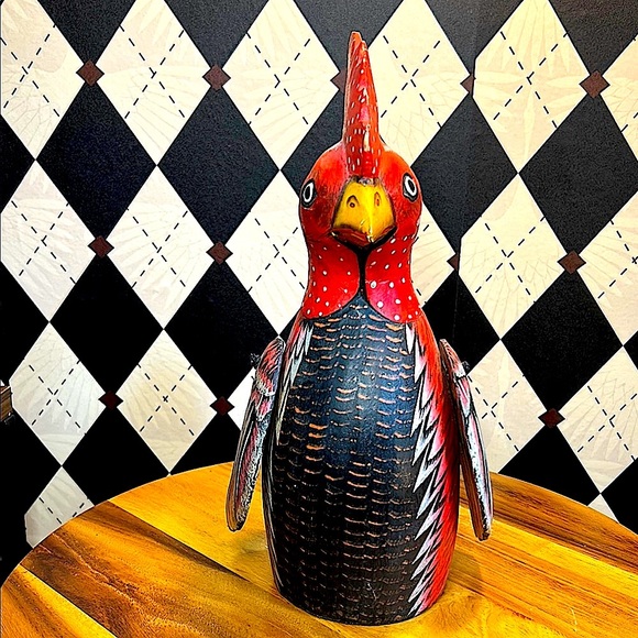 Carved Wooden Rooster Rustic Farmhouse Decor - Picture 5 of 11